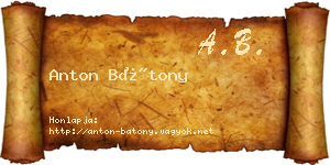 Anton Bátony névjegykártya
